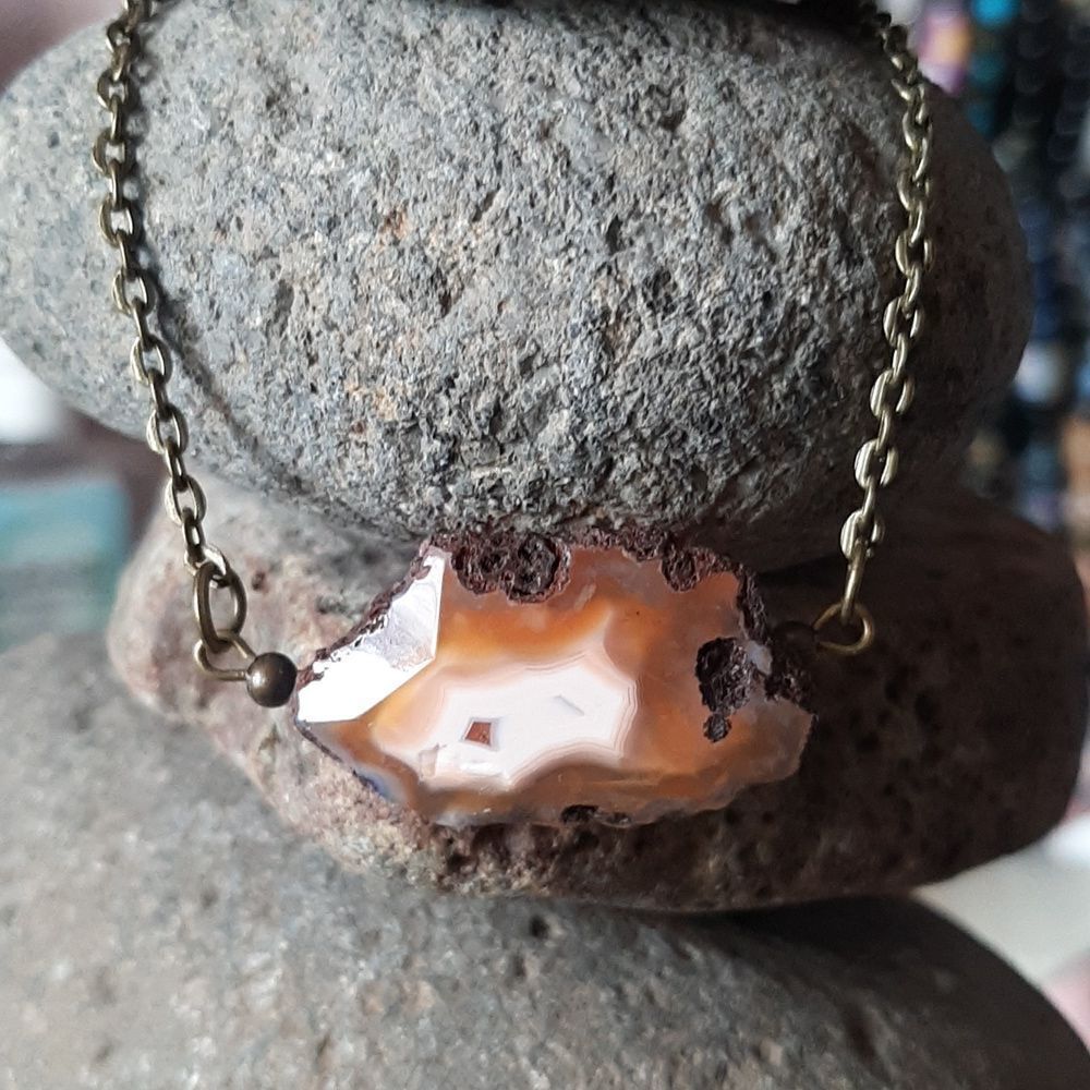 Rare Condor Agate Bar Necklace